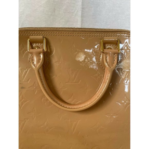 Authentic Louis Vuitton Beige Florentine Monogram Vernis Alma GM Bag Zip - Picture 8 of 12